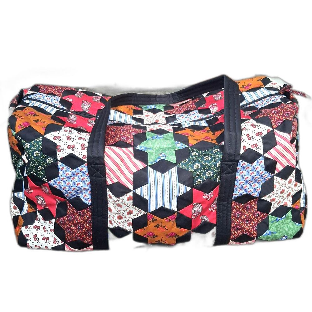 Vera Bradley Star Floral Patchwork Quilt Duffel Bag Large Premium Cotton Cottage
